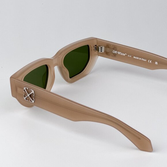 Off-White GREELEY Sunglasses – Beige Frame Green Lenses | Model OERII115 1755
